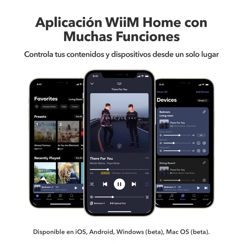 WiiM Amp Amplificador Streaming Estéreo 24 bits/192 kHz en gris oscuro, diseño compacto con perilla frontal grande y barra LED de volumen horizontal - Ítem2