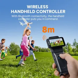 Caméra d action portable SJCAM C400 Noir avec écran LCD inclinable, sangle de poignet et manette sans fil Bluetooth portée 8 m, idéale pour prises en