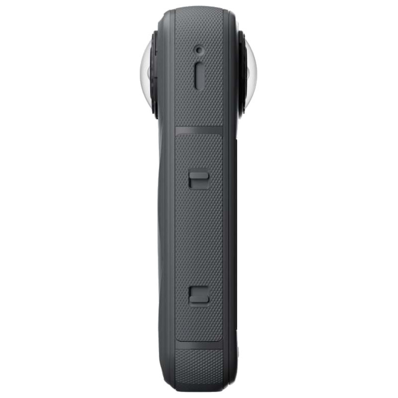 Insta360 X5 Noir Minuit – caméra 360 compacte avec double objectif, grand écran tactile frontal, finitions noires texturées, boutons latéraux et LED - Ítem3