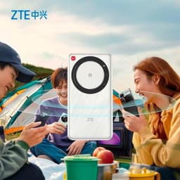 ZTE U30 Air 5G Wi-Fi doble banda - Router portátil blanco con NFC, diseño rectangular con anillo circular negro y logotipo ZTE al frente