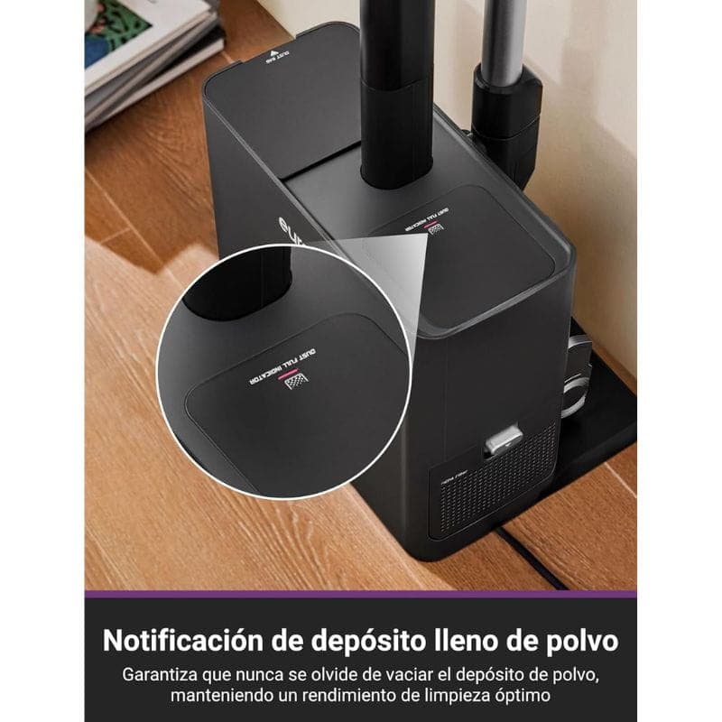 Aspirador vertical com estação de esvaziamento EUREKA Stylus Elite NEC490, aviso de depósito cheio