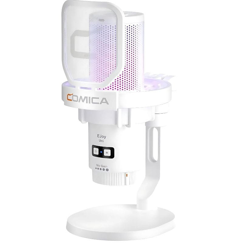 COMICA EJoy Uni Pro(D) Micrófono Inalámbrico de Condensador Cardioide RGB Blanco - Ítem