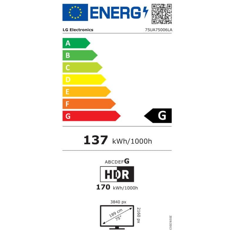 LG 75UA75006LA TV 75 pouces 4K Ultra HD LED avec IA, écran bord fin, couleurs vives et contraste élevé, pieds en V, Wi‑Fi Smart TV