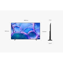 Samsung TU85U7025FK 85" 4K Ultra HD LED Smart TV Negro, medidas en mm, vista frontal y lateral