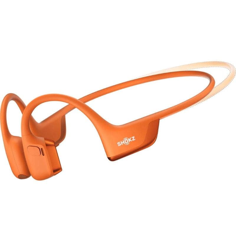 SHOKZ OpenRun Pro 2 Mini Naranja - Auriculares inalámbricos Bluetooth, tamaño mini visto de lado