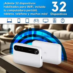 ZTE U50 5G Wi-Fi 6 Router móvel branco compacto, painel com LEDs e botões, sinal 5G, suporta até 32 dispositivos, ideal para laptop, tablet e telefone