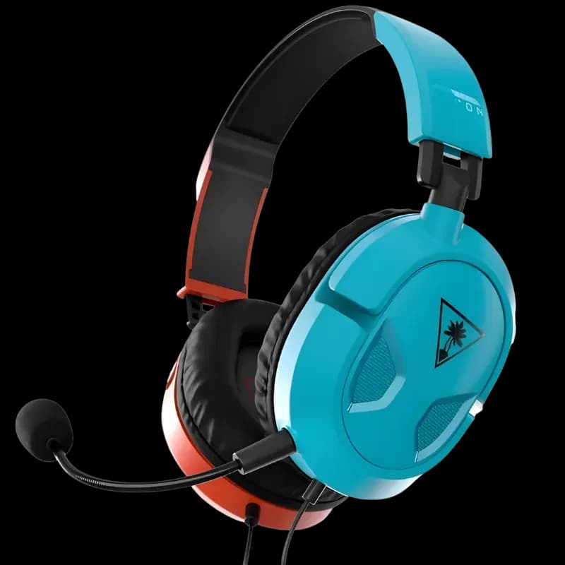 Turtle Beach Recon 50 Bleu Rouge pour Nintendo Switch, casque filaire avec micro amovible, arceau réglable, coussinets noirs, coques bleu et rouge contrastées