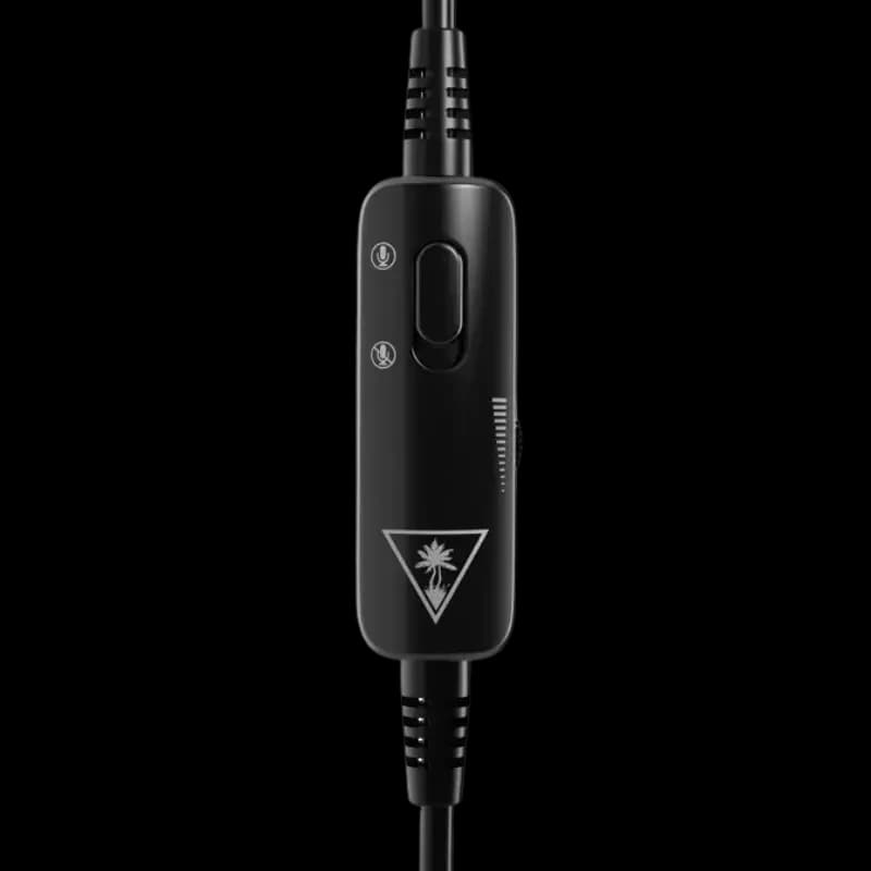 Télécommande filaire noire Turtle Beach avec molette de volume, bouton mute micro et logo, câble renforcé compatible Nintendo Switch