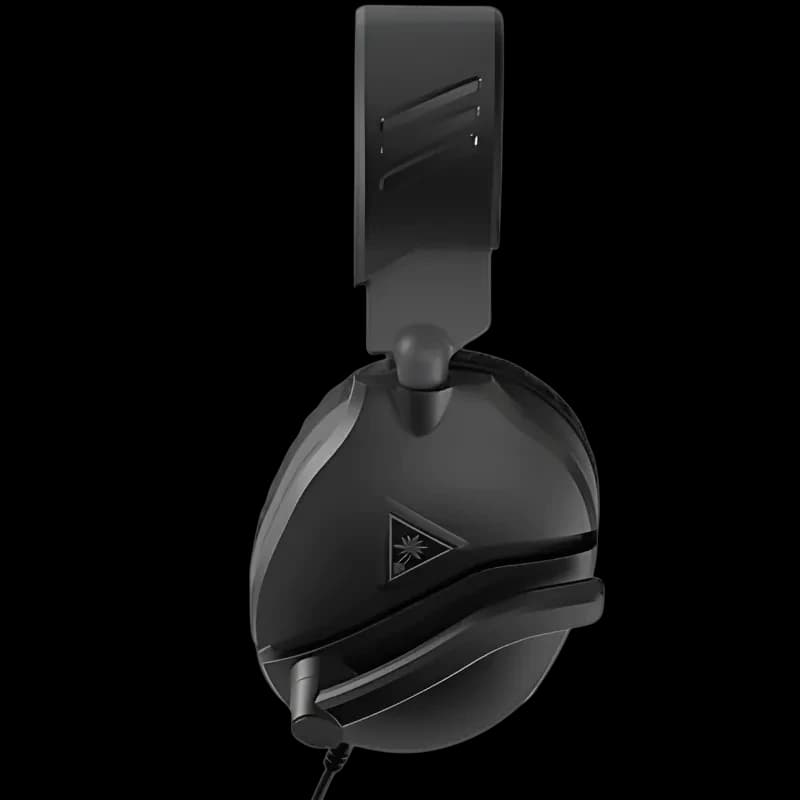 Auriculares Turtle Beach Recon 70 negros con diadema ajustable, cascos cerrados, micrófono abatible y cable. Diseño robusto con logo y acabados mates.