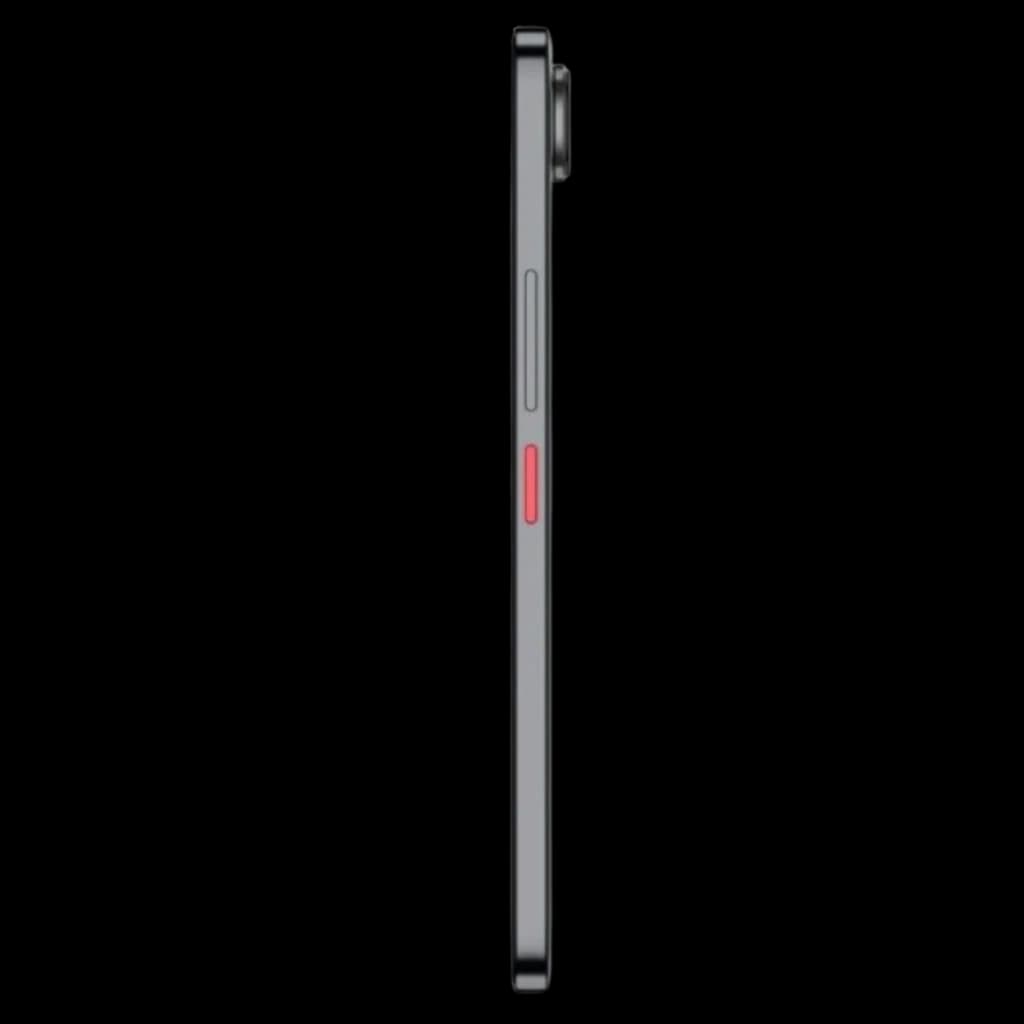 ZTE Nubia Air 5G 8GB/512GB Negro, vista lateral: perfil delgado en gris, botón rojo destacado, módulo de cámara trasera sobresaliente en la parte superior