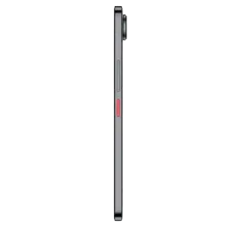 ZTE Nubia Air 5G 8GB/512GB Negro, vista lateral: perfil delgado en gris, botón rojo destacado, módulo de cámara trasera sobresaliente en la parte superior