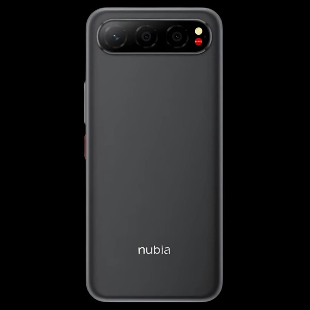 ZTE Nubia Air 5G 8GB/512GB Negro con tapa trasera mate, módulo triple de cámara horizontal con flash y logo nubia centrado en color blanco