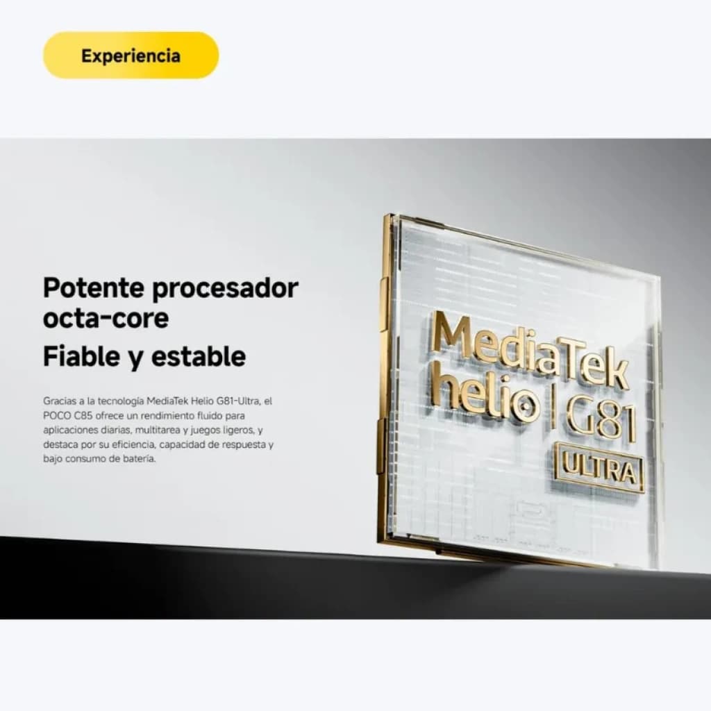 Xiaomi Poco C85 6 GB/128 GB Lilás com processador MediaTek Helio G81 Ultra, desempenho octa-core estável e eficiente para apps e jogos