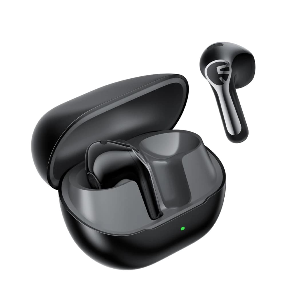 SoundPEATS Air6 HS Auriculares Bluetooth Negro con estuche de carga compacto, LED frontal, diseño intraural ergonómico y acabado brillante con logo en cada