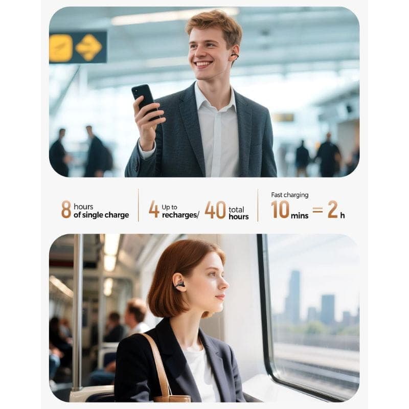 SoundPEATS Clip1 Auriculares Bluetooth Negro con diseño compacto intraaural; autonomía destacada, carga rápida y estuche de carga portátil para uso diario.