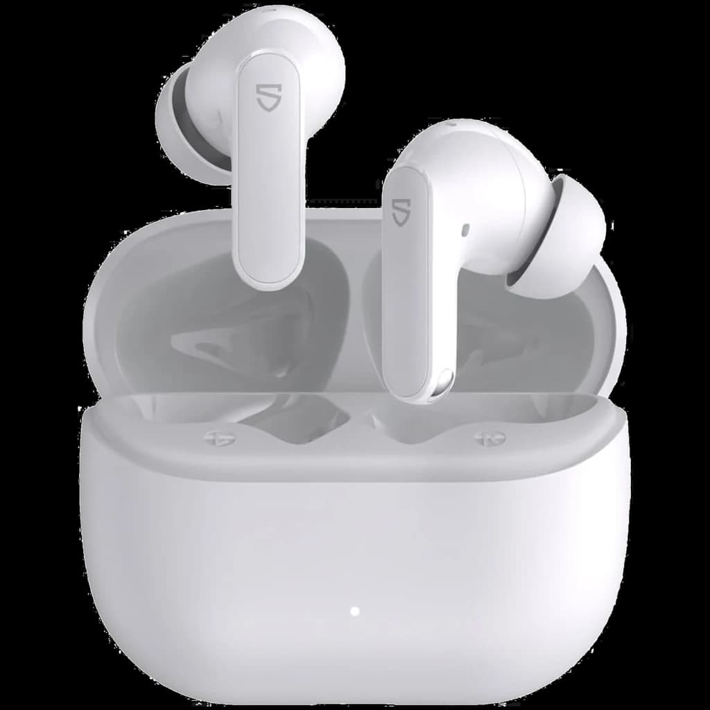 Soundpeats Q3 PRO Blanco con estuche de carga mate; auriculares intraurales con puntas de silicona, tallos alargados y luz LED frontal en el estuche
