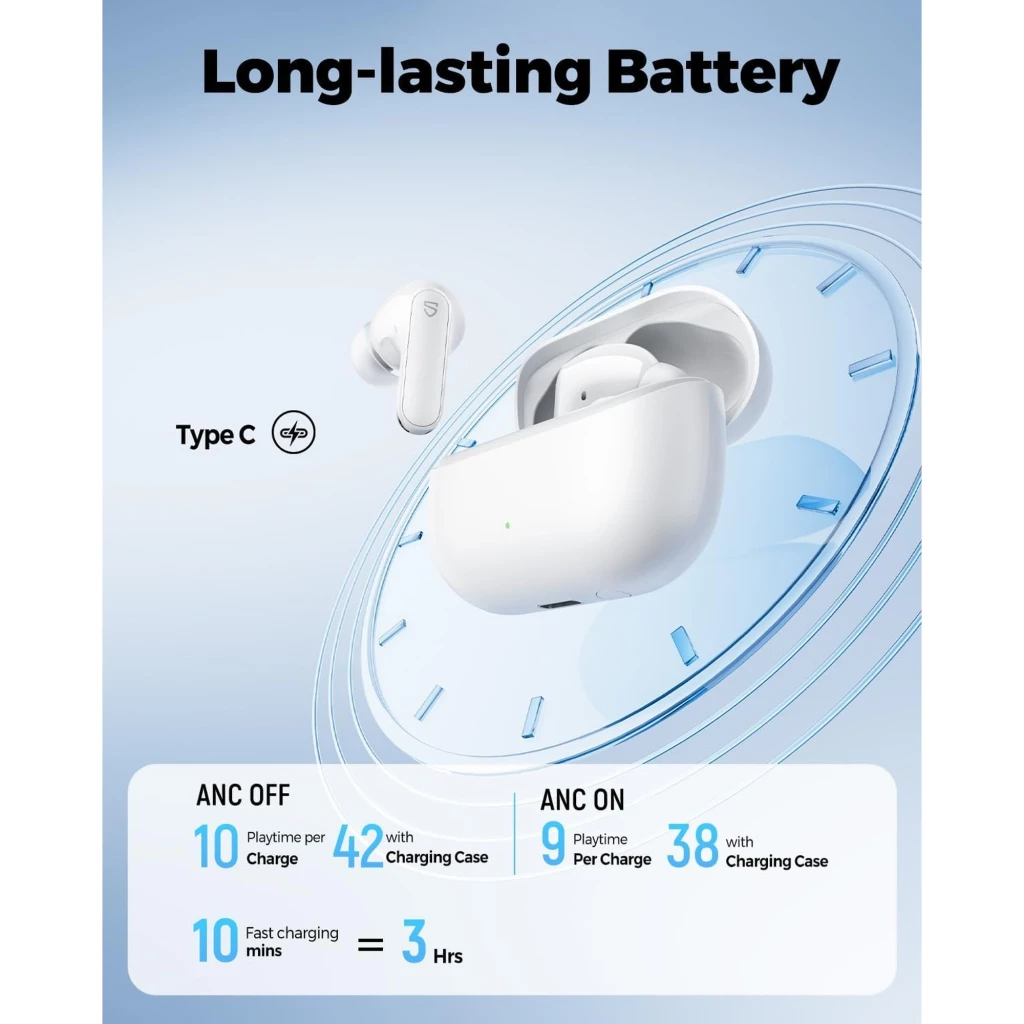 Soundpeats Q3 PRO Blanco con estuche de carga mate; auriculares intraurales con puntas de silicona, tallos alargados y luz LED frontal en el estuche - Ítem3