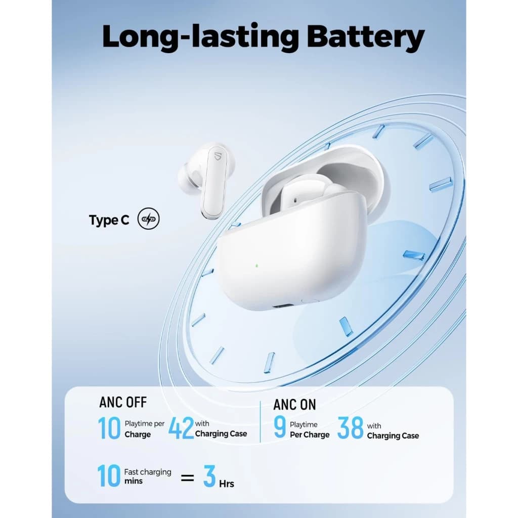 Soundpeats Q3 PRO Blanco - Auriculares Bluetooth con estuche blanco, indicador LED, carga USB-C, diseño in-ear, promesa de batería prolongada y ANC destacado