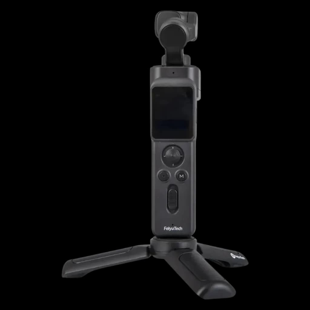FeiyuTech Pocket 3 4K 60fps Kit caméra vlogging avec poignée amovible, écran intégré, commandes frontales et mini trépied stable