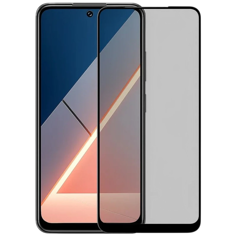 Protecteur en verre trempé anti-espion pour Xiaomi Poco M7 4G, bord noir, découpe pour caméra frontale, écran complet, confidentialité latérale. - Ítem