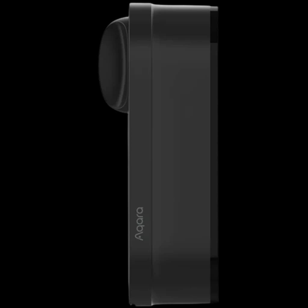 AQARA Smart Lock U200 Lite Noir, module latéral noir mat avec bouton arrondi proéminent et logo Aqara discret, design fin pour porte intérieure