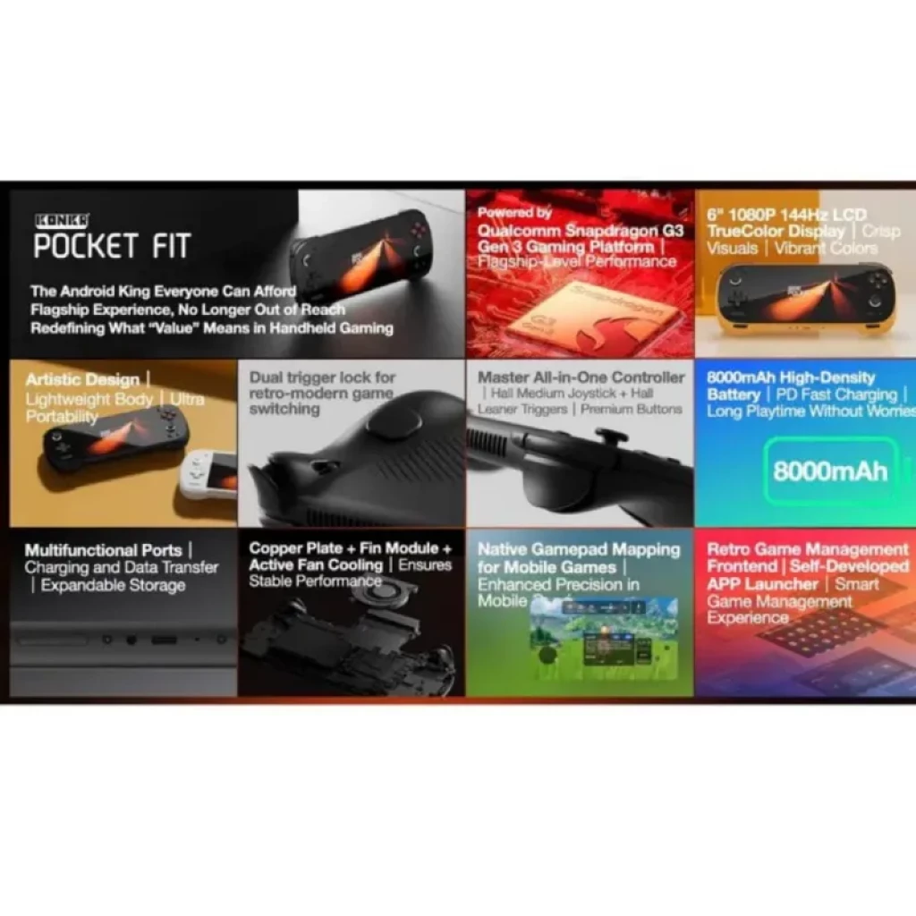 Ayaneo Konkr Pocket FIT Snapdragon G3 Gen 3 8Go/128Go Noir - Ítem6