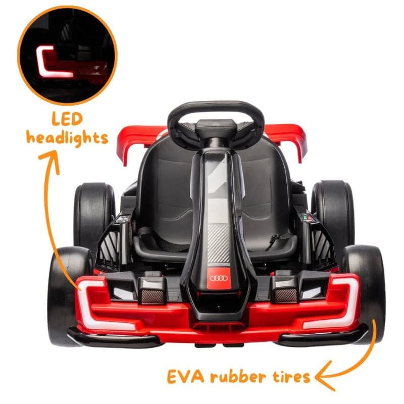Audi GoKart 24V Rouge - Voiture électrique pour enfants, avec feux avant à LED