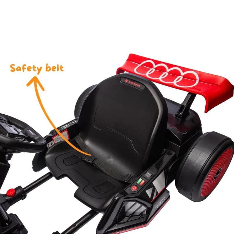 Audi GoKart 24V Rouge - Voiture électrique pour enfants, avec ceinture de sécurité