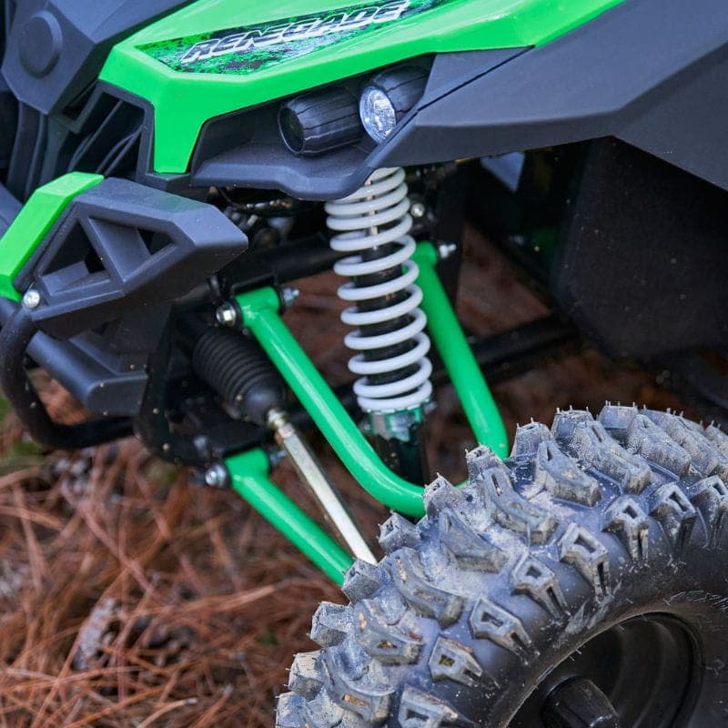 Buggy UTV Todo-o-Terreno 48V Verde - Carro elétrico para crianças, imagem da suspensão dianteira