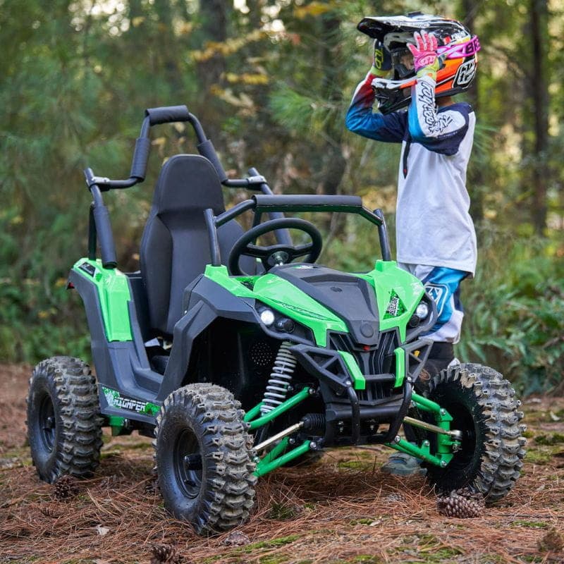Buggy UTV Todo-o-terreno 48V Verde - Carro elétrico para crianças, imagem com uma criança