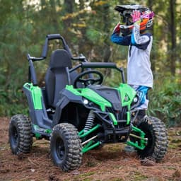 Buggy UTV Todo-o-terreno 48V Verde - Carro elétrico para crianças, imagem com uma criança