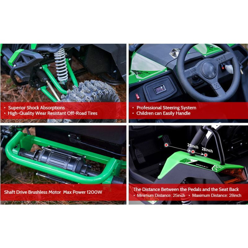 Buggy UTV Todoterreno 48V Verde - Coche eléctrico para niños - Ítem5