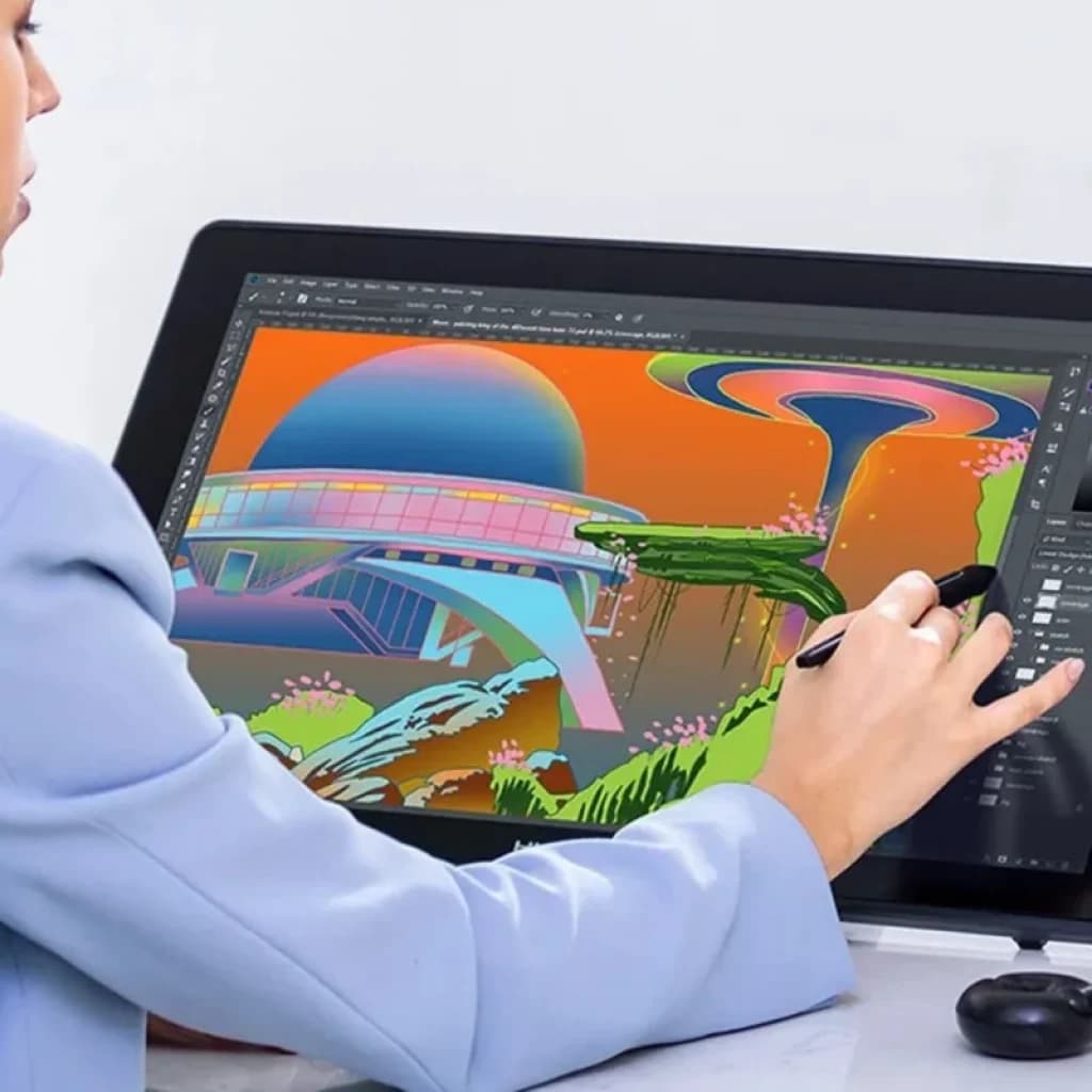 Huion Kamvas 22 Plus GS2202 tablette graphique 21,5 pouces Full HD avec stylet, grand écran antireflet, couleurs vives et surface mate pour dessin précis