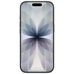 iPhone 17 256 Go Noir Version internationale avec écran bord à bord, bordures fines, îlot dynamique centré et motif floral géométrique sur l’écran
