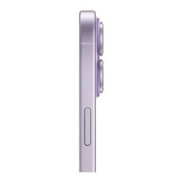 Profil latéral iPhone 17 256 Go Lavande Version internationale montrant châssis aluminium violet, tranche plate, bouton latéral et double module photo
