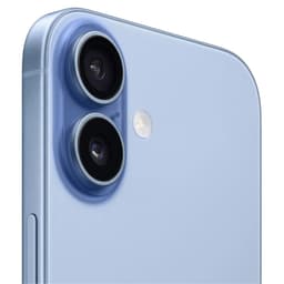 iPhone 17 256 Go Bleu Brume Version internationale avec double capteur arrière proéminent, flash LED et dos mat aux bords arrondis