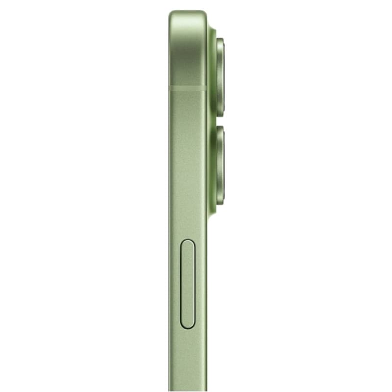 iPhone 17 256 Go Vert sauge Version internationale, tranche latérale fine en aluminium, bouton volume visible, double module photo proéminent