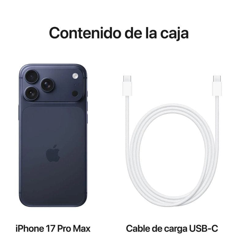 iPhone 17 Pro Max 1TB Azul Oscuro, contenido de la caja