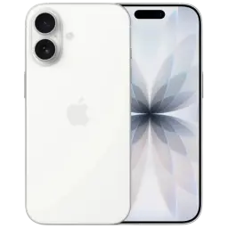 iPhone 17 256 Go Blanc Version internationale, dos blanc épuré avec logo Apple, double capteur photo arrière, écran avant avec îlot dynamique et motif