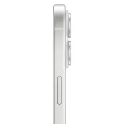 iPhone 17 256 Go Blanc Version internationale, tranche latérale argentée avec bouton discret et module photo double proéminent, design fin et épuré