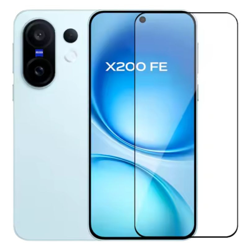 Pack x2 Protetor de vidro temperado para Vivo X200 FE, cobertura Full Screen 3D, bordas pretas, alta transparência e recortes precisos para câmera e sensores - Item