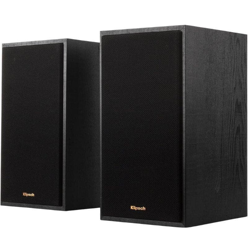 Enceintes bibliothèque Klipsch R-51M Reference 85 W noir, coffret texturé bois, façade grillage tissu noir, design rectangulaire épuré pour salon ou studio