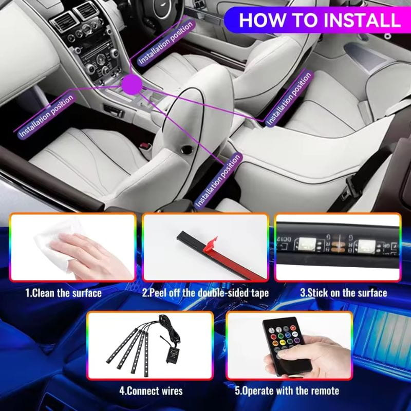 72 LED RGB Mechero de coche APP - Kit de iluminación interior para coche - Ítem2