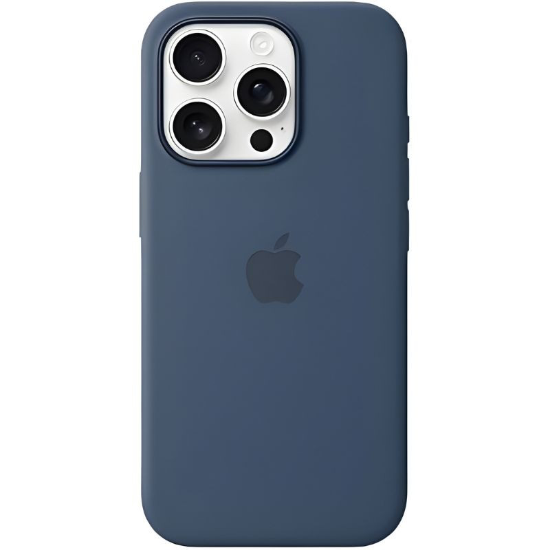 Capa de silicone com Magsafe para iPhone 16 Pro, preta, acabamento liso, recortes precisos para câmeras triplas e logo Apple centralizado - Item