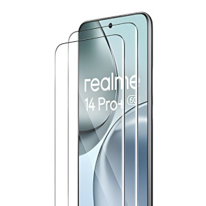Pack x2 Protecteur en verre trempé pour Realme 14 Pro+ couvrant tout l’écran, découpe précise pour caméra frontale, bords 3D, ultra clair et anti-rayures