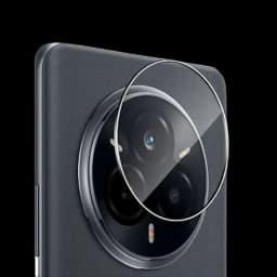Protetor de câmara Realme 14 Pro+ em vidro transparente, cobertura circular total das lentes, bordas finas, resistente a riscos e mantém a nitidez das fotos