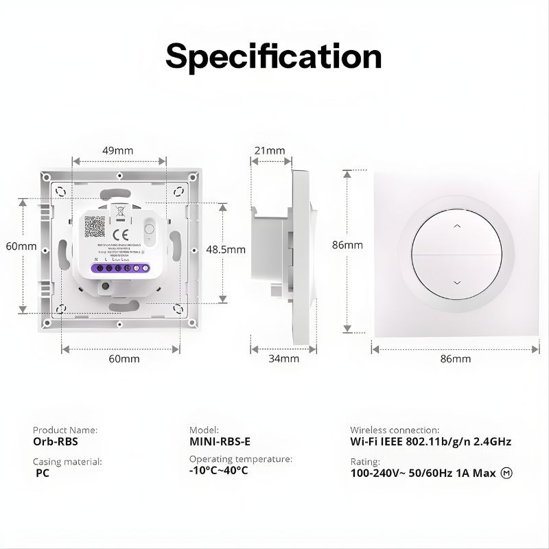SONOFF MINI-RBS-E Matter - Interruptor de pared inteligente para persianas - Ítem3