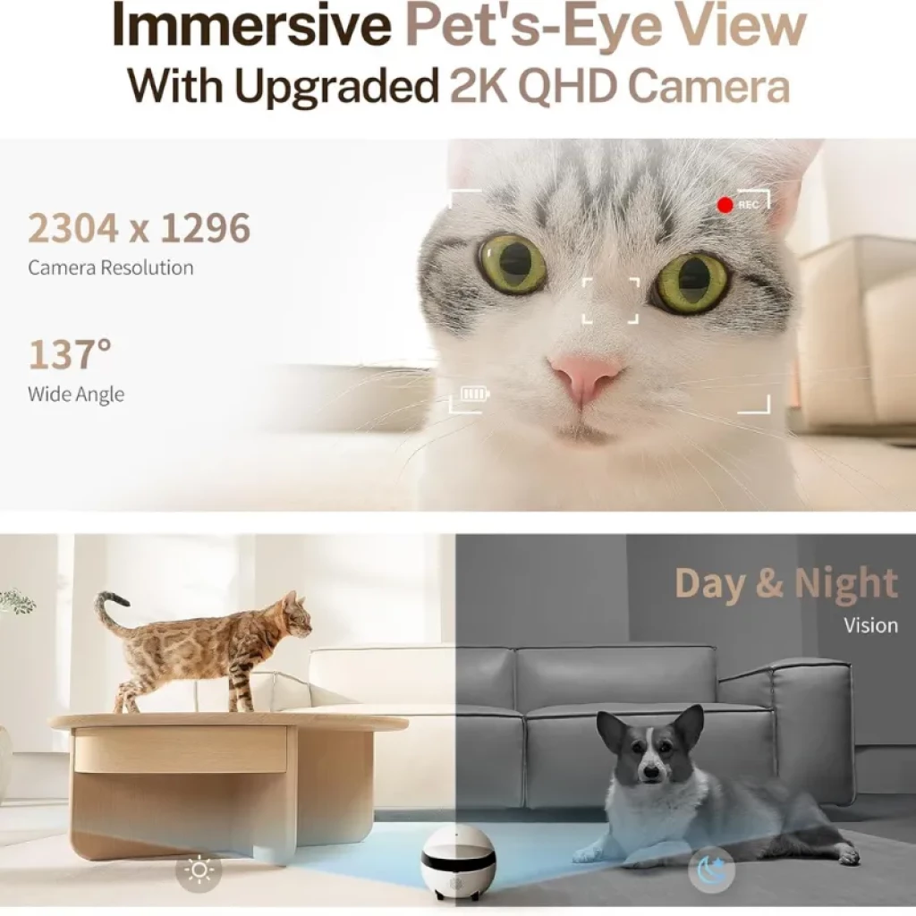 Enabot ROLA Mini 2K: robô compacto com câmara 2K, luzes LED circulares, rodas ocultas e controlo a partir do smartphone; ideal para vigilância doméstica - Item3