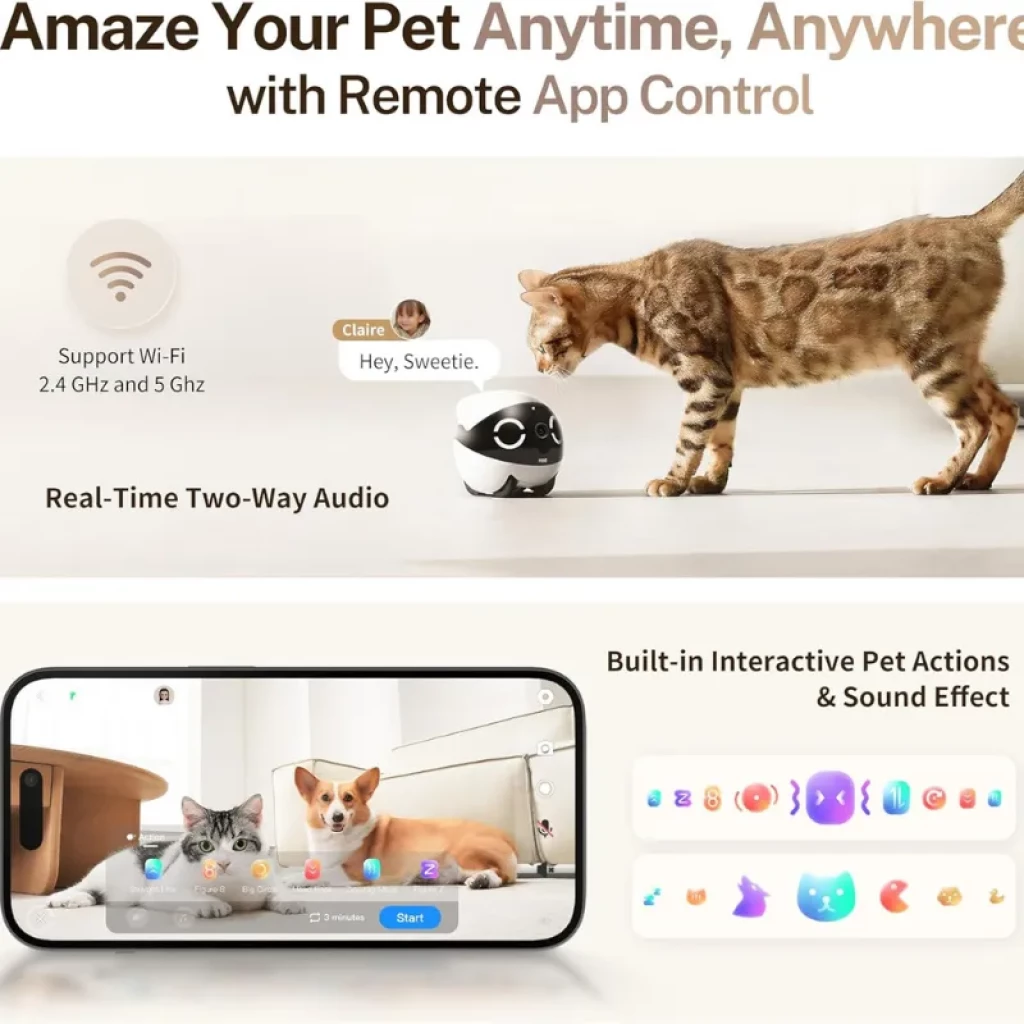 Enabot ROLA Mini 2K: robô compacto com câmara 2K, luzes LED circulares, rodas ocultas e controlo a partir do smartphone; ideal para vigilância doméstica - Item4