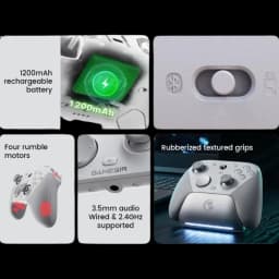 Mando GameSir G7 Pro Blanco con agarres texturizados, batería 1200 mAh, motores de vibración, luz frontal, Bluetooth, 3.5 mm y conexión por cable y 2.4 GHz